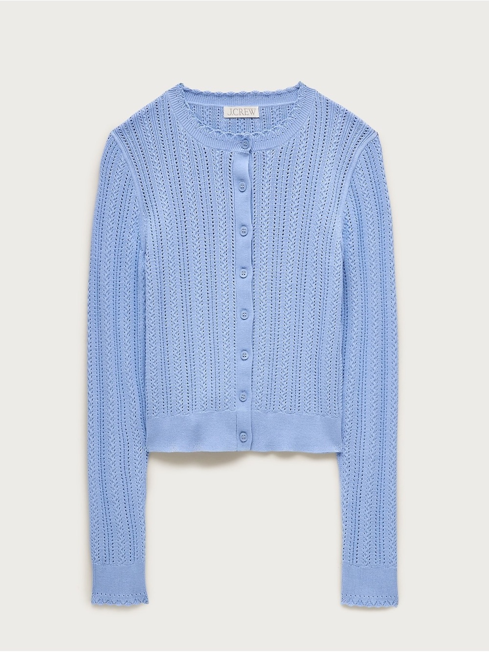 NWT J.Crew Jackie Pointelle Cardigan Premium Ultra-Fine Cotton Blue XS